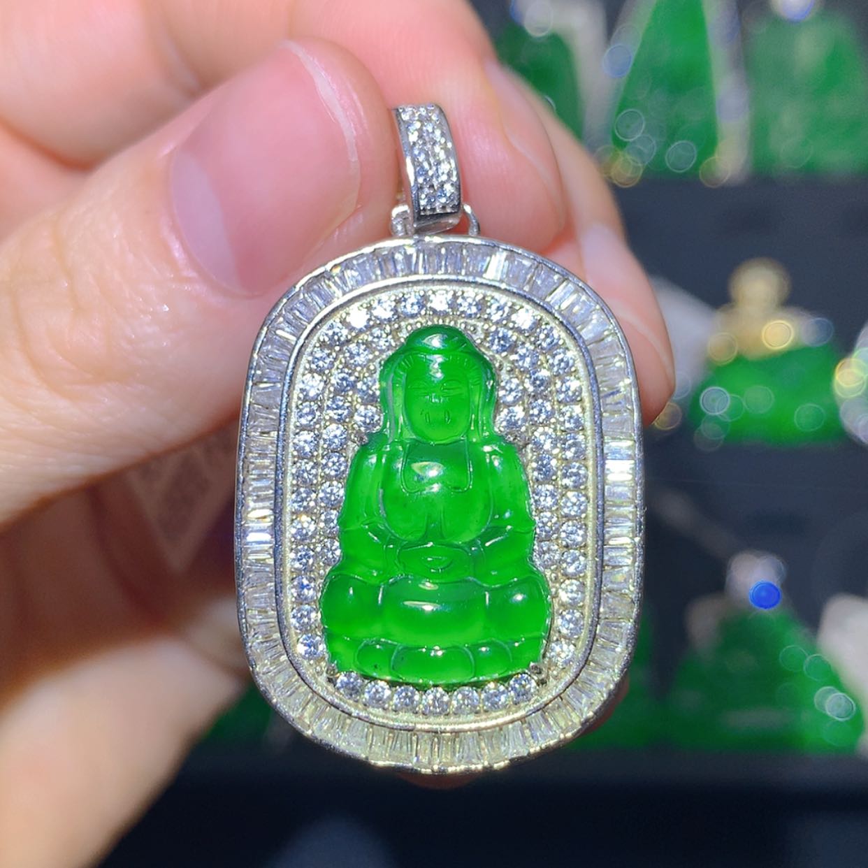 【闪购商品】翡翠银S925镶嵌吊坠(不含链)