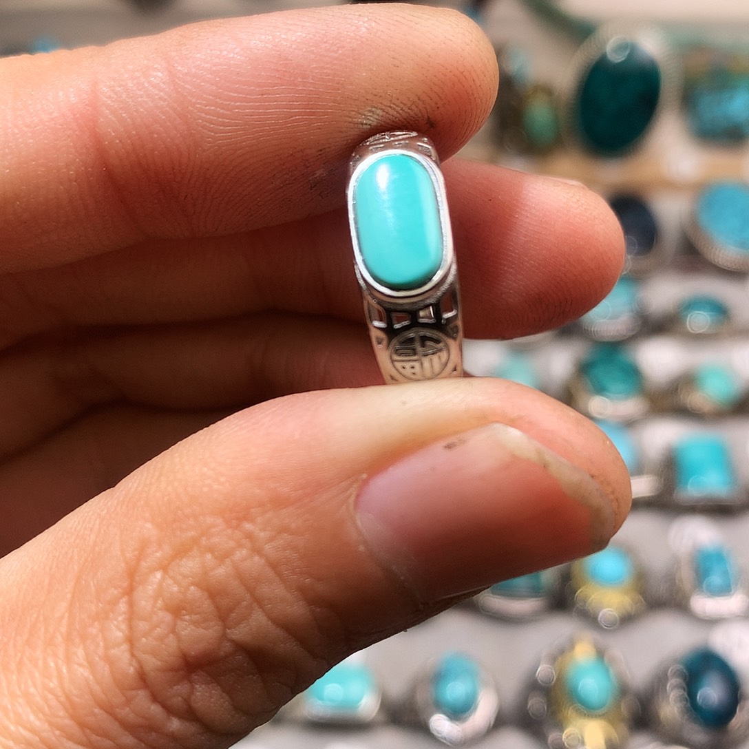 绿松石挂件银S925镶嵌