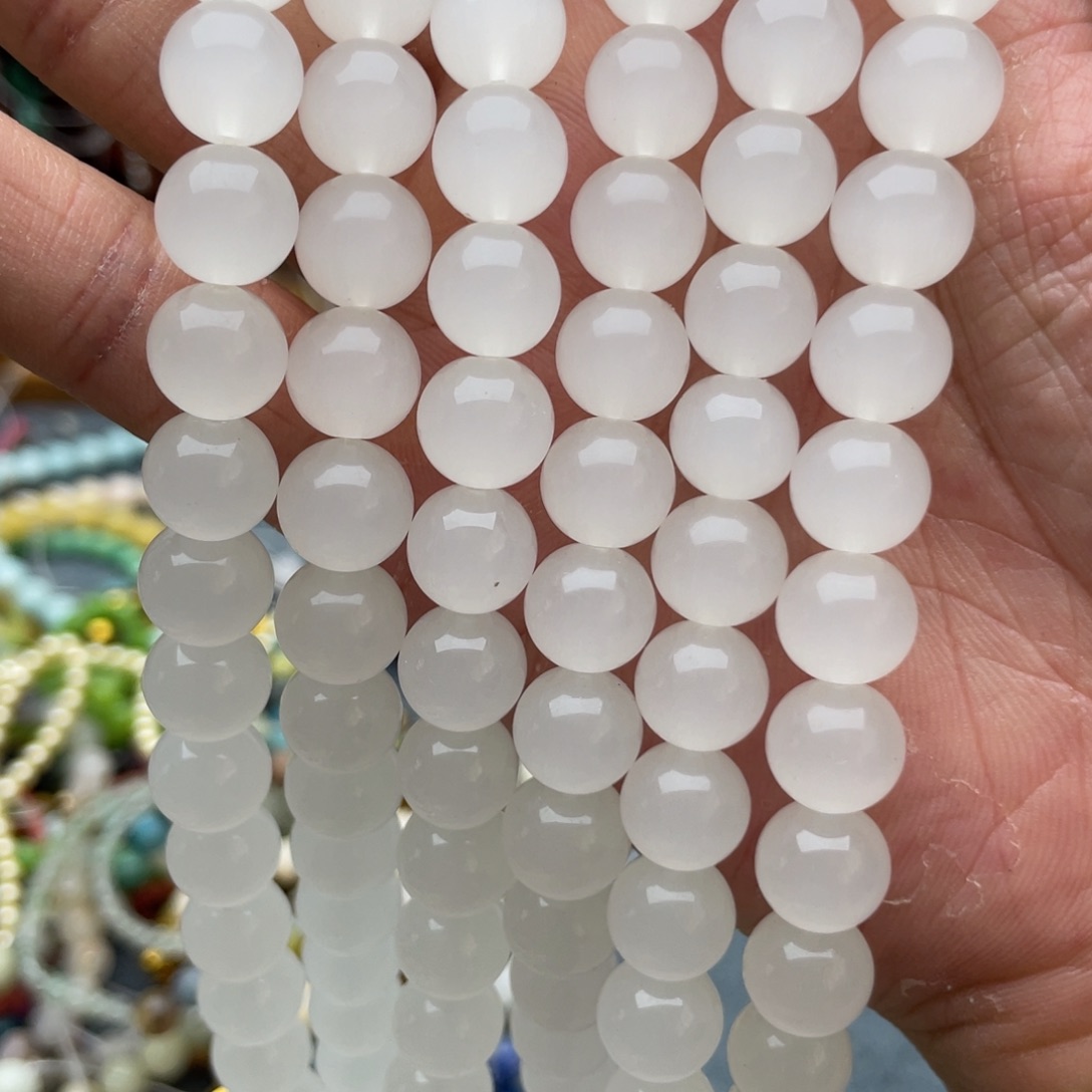 袁***n未镶嵌玛瑙/玉髓珠宝半成品瓷白玉打包50条
