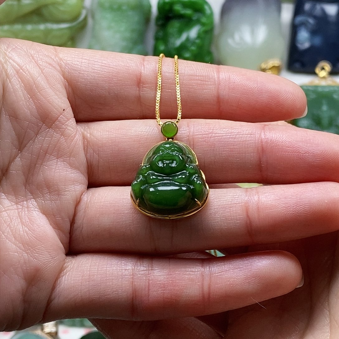 和田玉颈饰18K金镶嵌