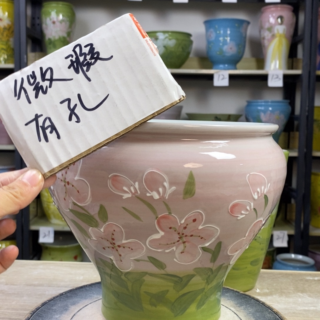 景德镇手工手绘陶瓷花盆