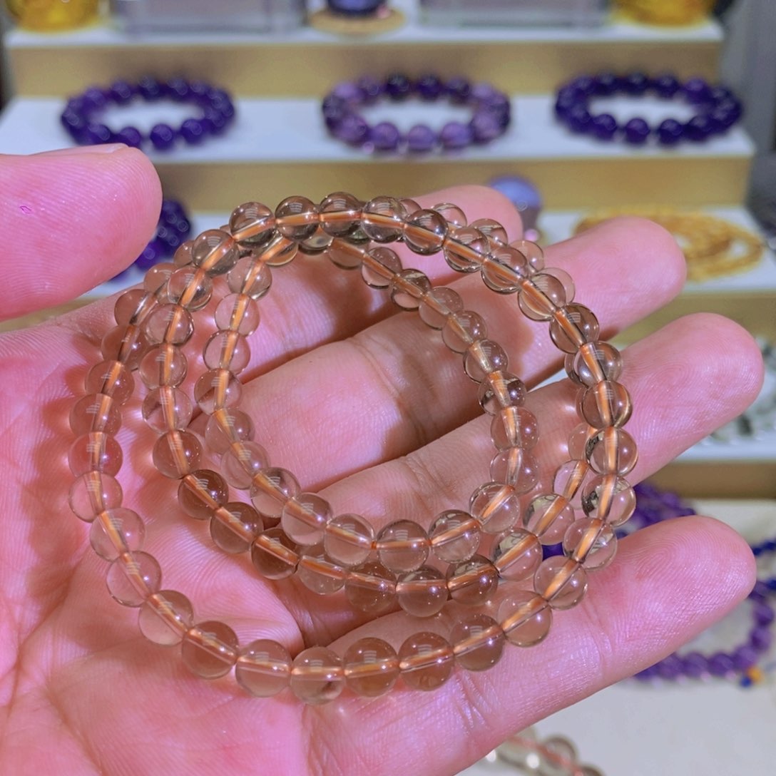 紫晶手链未镶嵌巴西黄水晶多圈