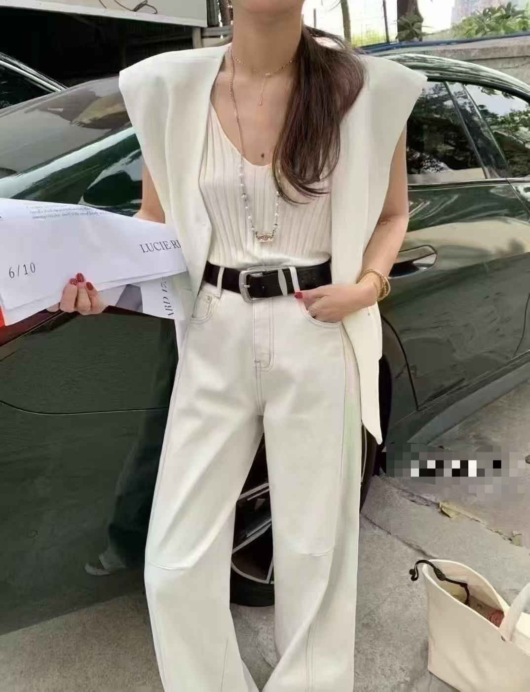 高腰灰色百搭显瘦小弯刀裤