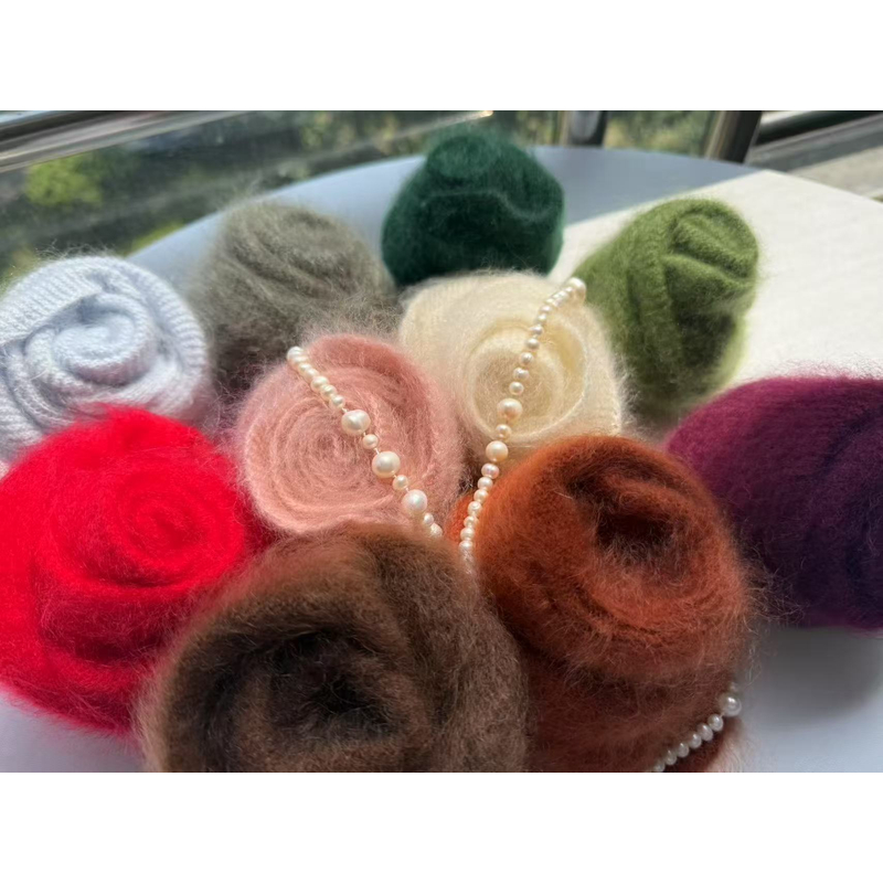 山羊绒拉绒针织常规甜美韩版纯色围巾休闲风毛绒女披极简风80049