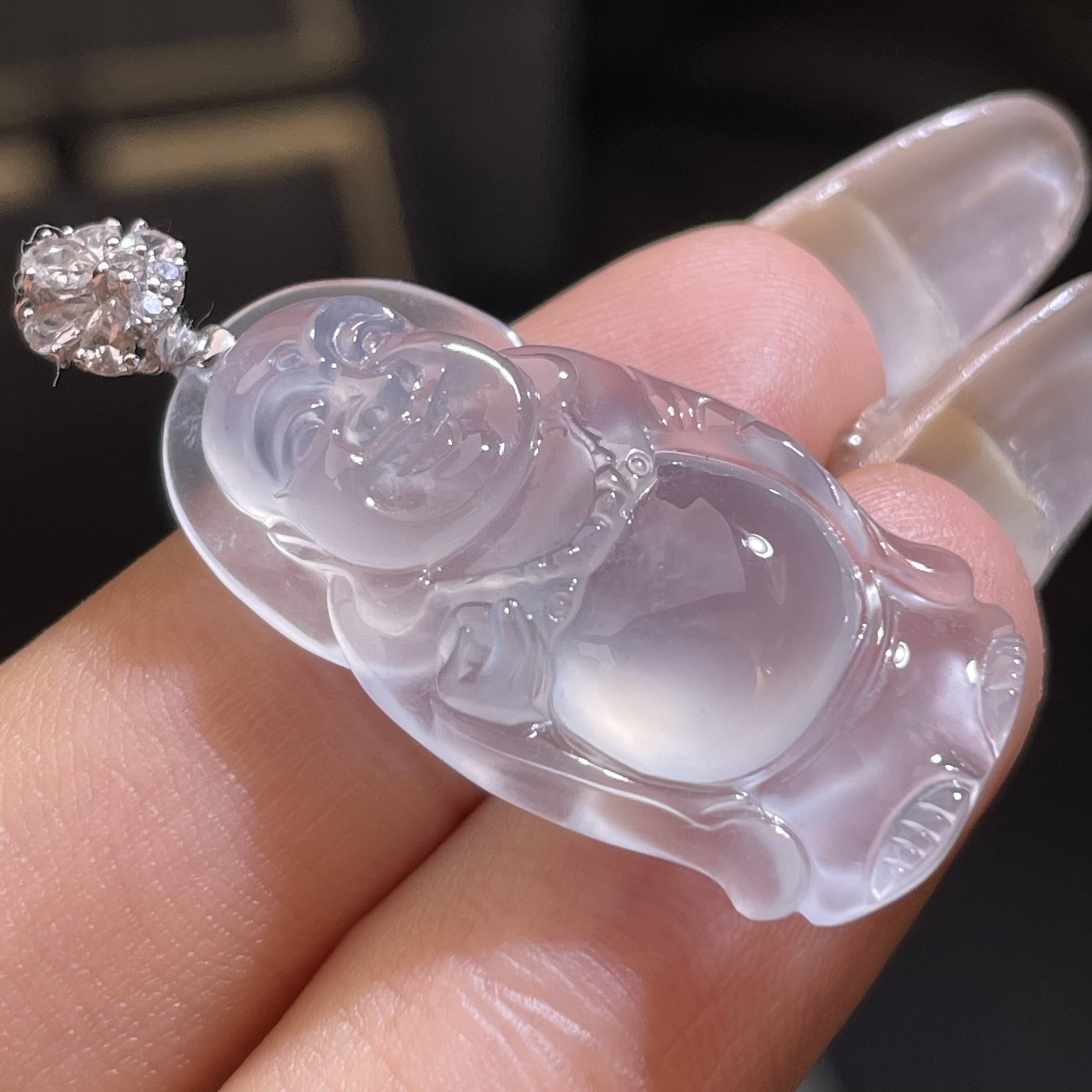 新货站佛 玻璃种高货品质超美品质超高 35-15.2-6.6女生精致吊坠