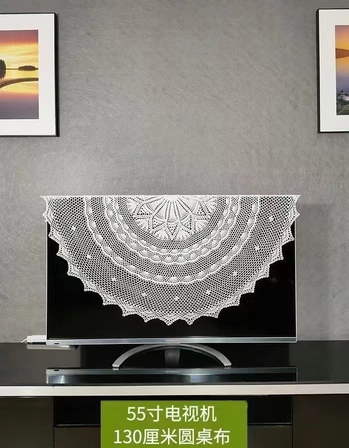 手工钩针复古镂空蕾丝圆桌布茶几电视通用桌布