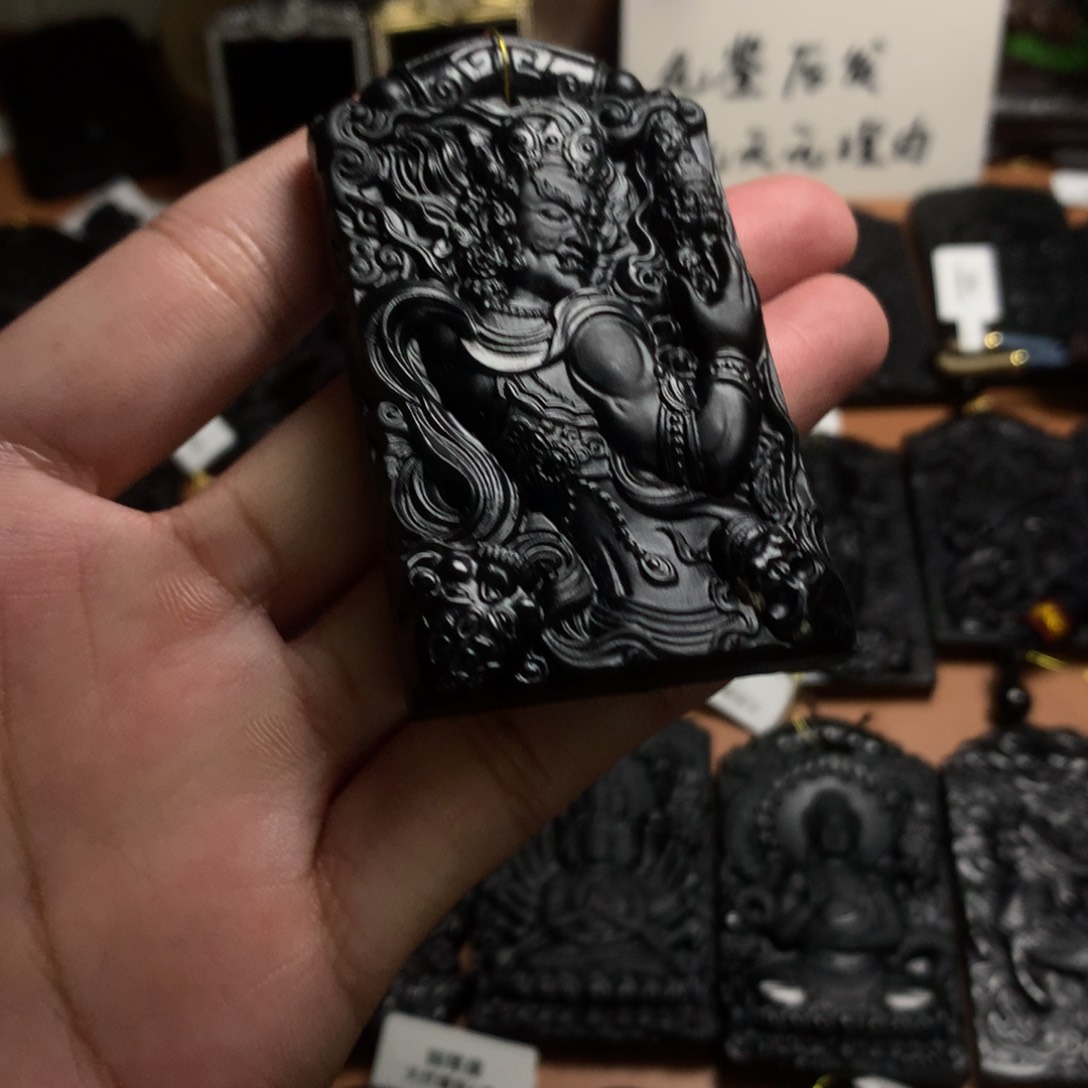 天然缅甸a货钢琴黑挂件