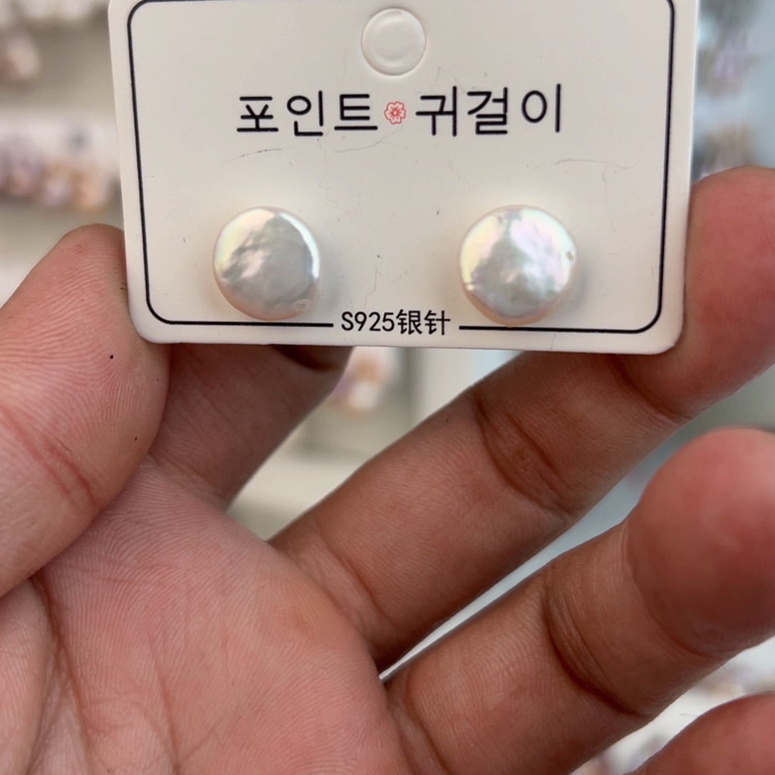 淡水珍珠耳饰银S925镶嵌