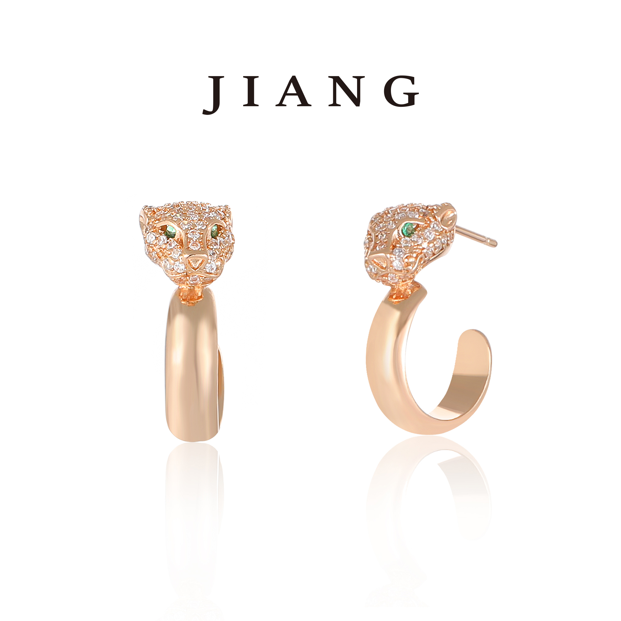 铜合金锆石耳饰 CNC精工 小豹子高贵优雅时尚耳环 4199
