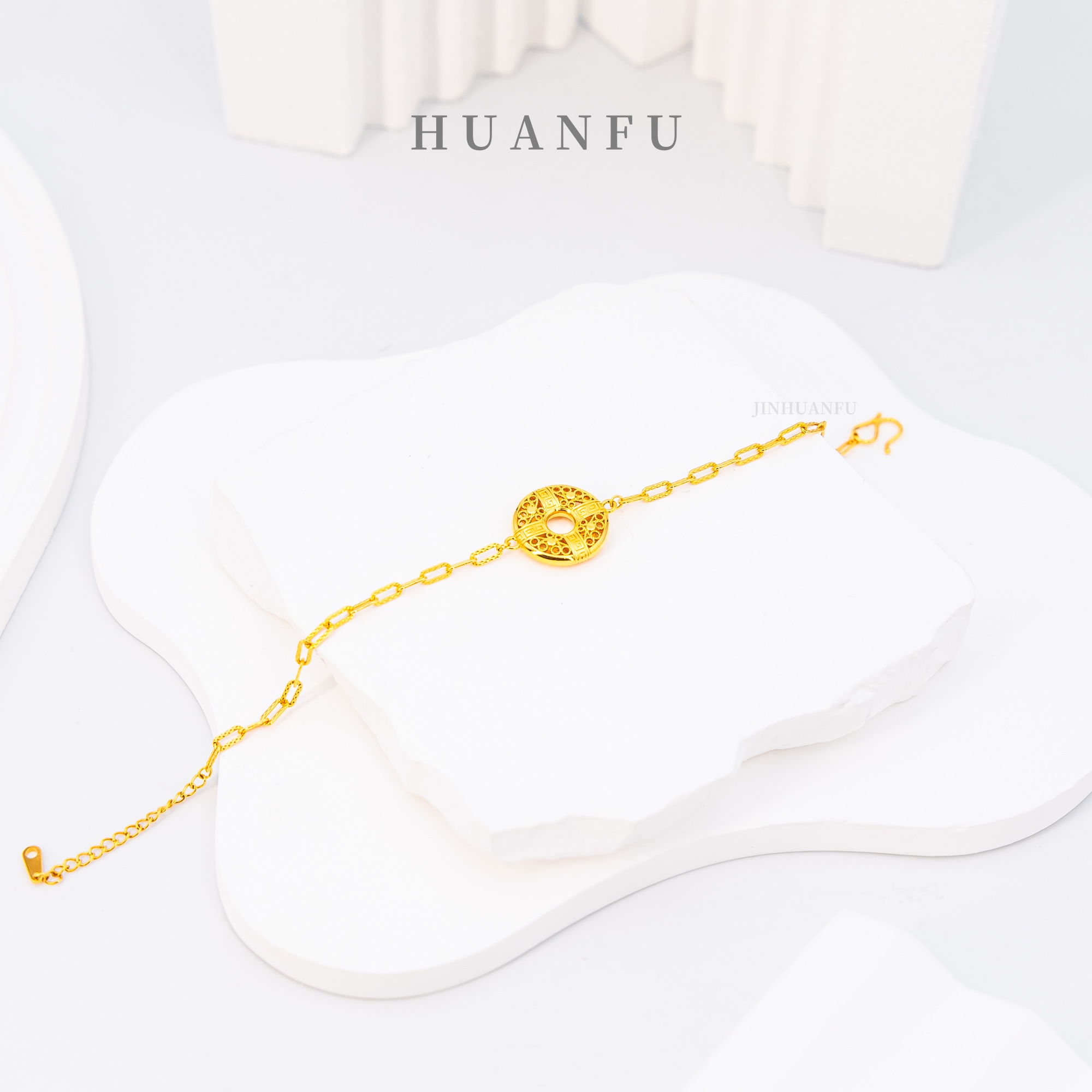 足银手链 平安扣手链 龙骨花手链 厚包工艺 时尚洋气百搭女款精美