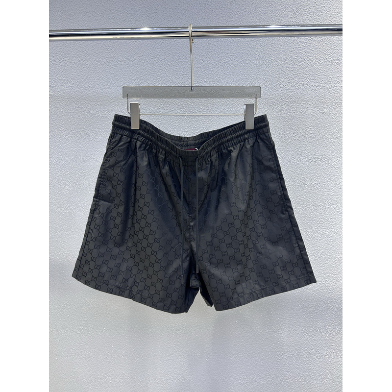 全新未使用Gucci古驰 833301 黑色双G满logo花纹男士休闲短裤