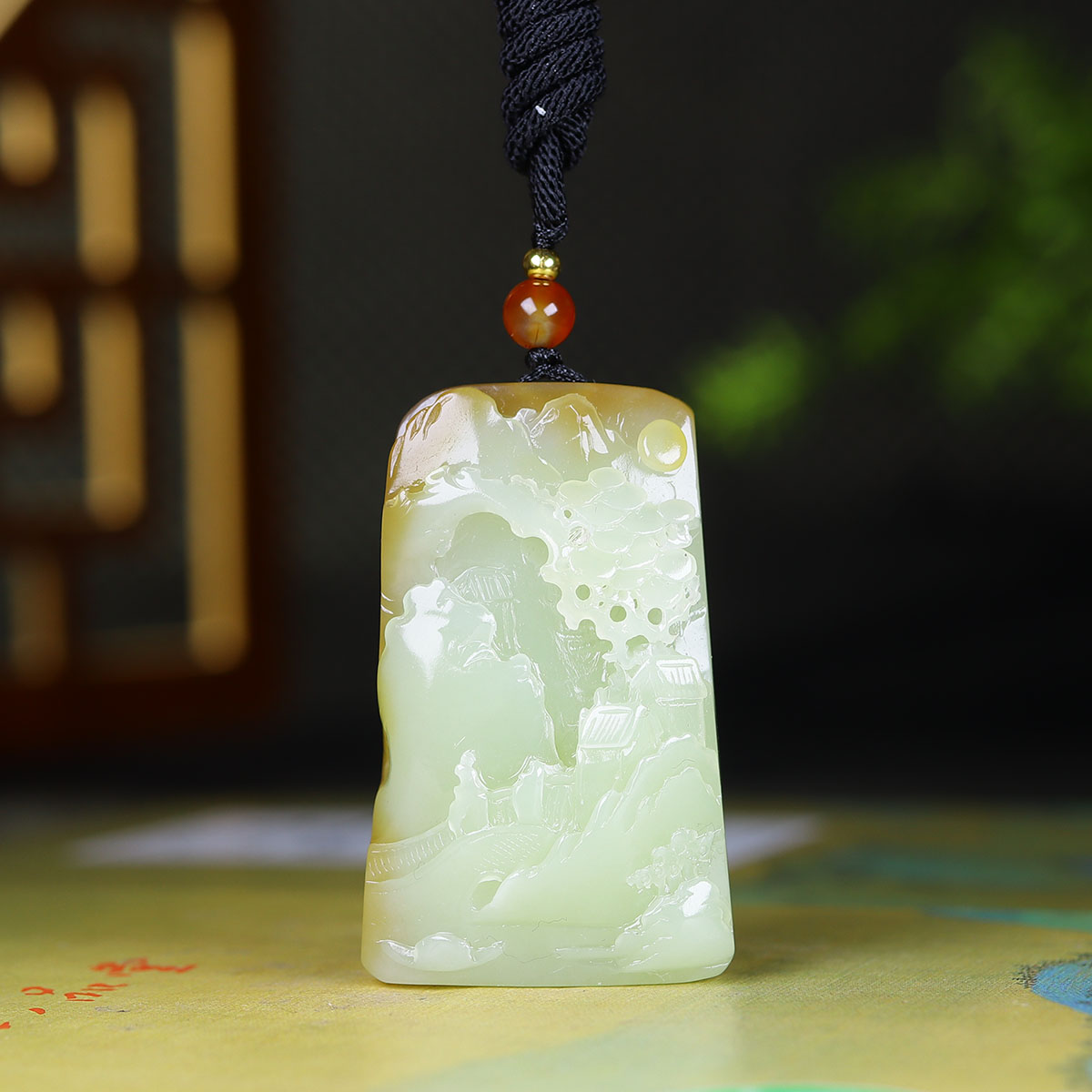 1207172和田玉糖玉山水牌