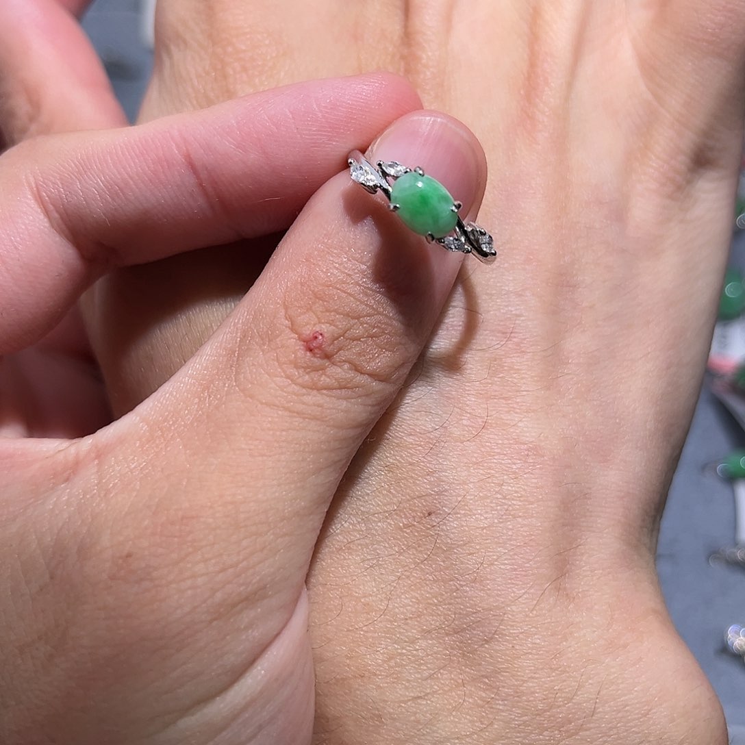 翡翠戒指银S925镶嵌657990