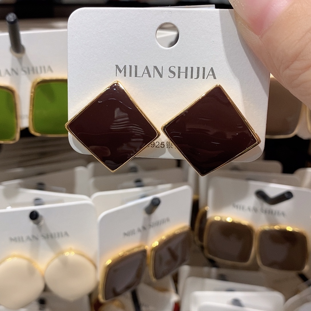 铜合金925银咖啡色菱形