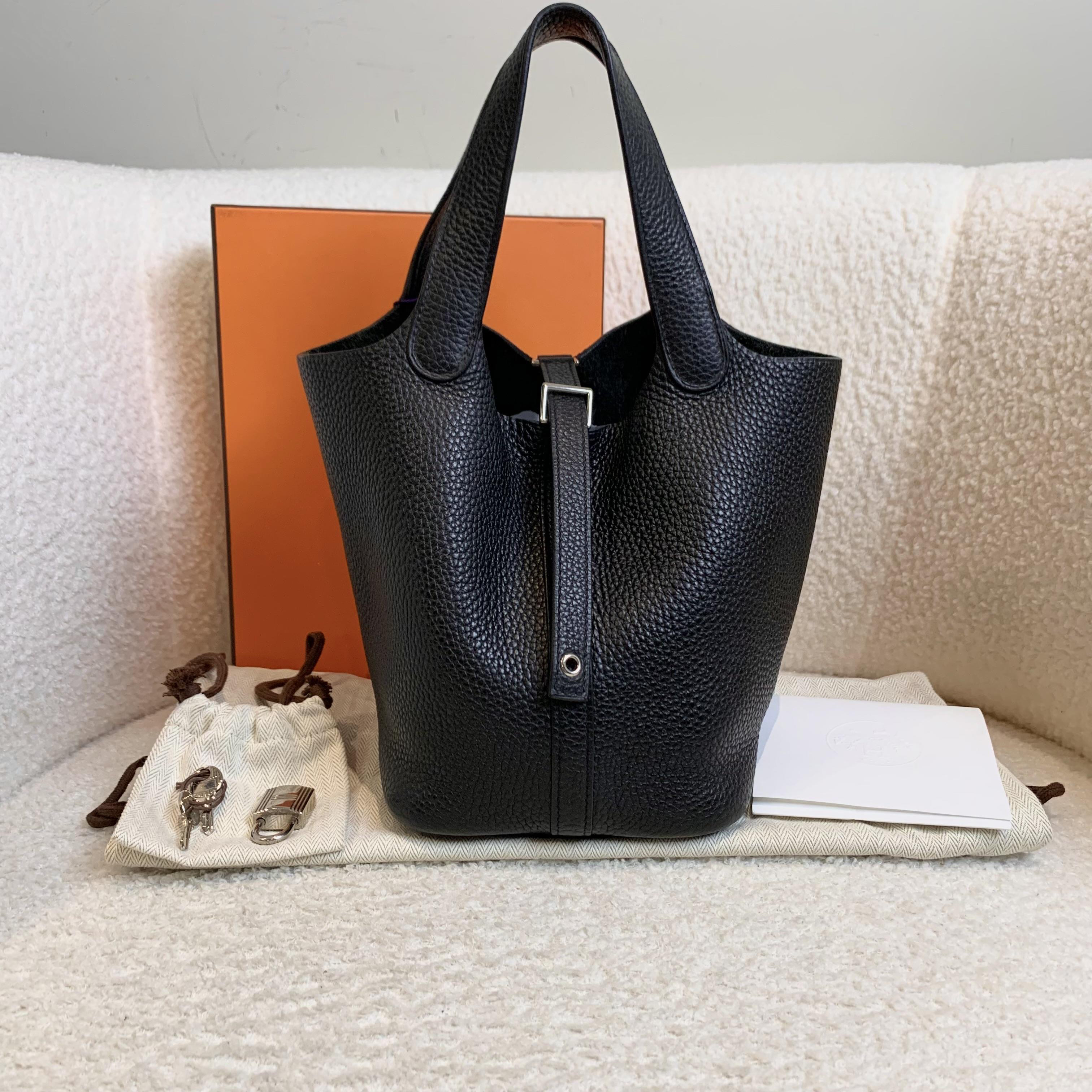 99新 Hermes/爱马仕 壹臻/黑银菜篮子18 Y刻 tc 89220428