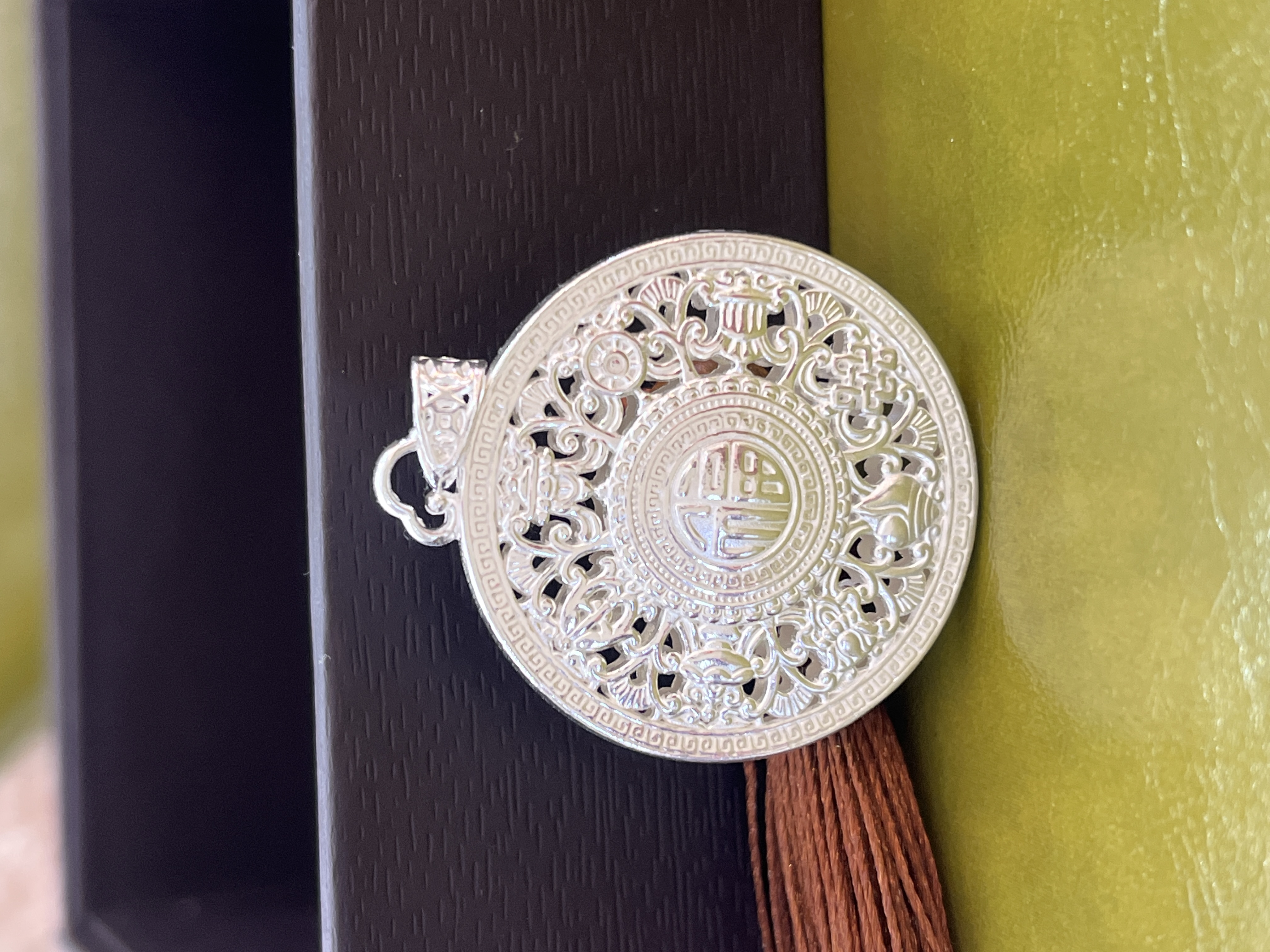 吊坠足银 足银吊坠挂坠八宝罗盘纯银镂空新中式国风节日生日礼物