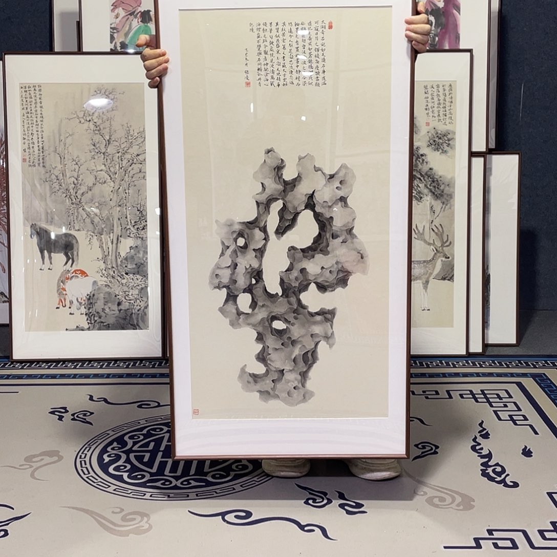 国画手绘画作品带框60/120