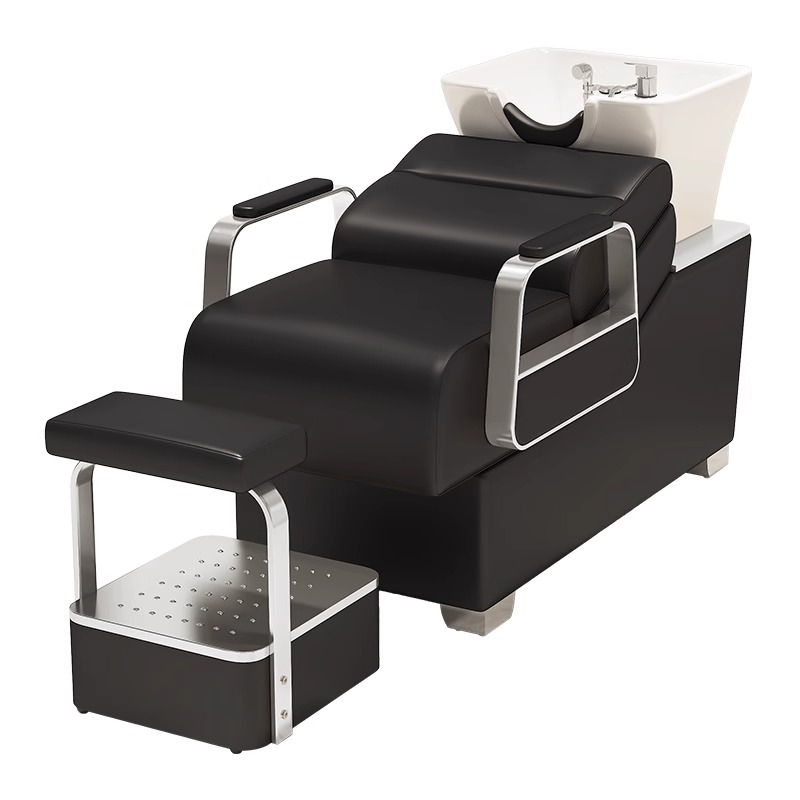 厂家直销洗头床理发店专用美发店发廊冲水床陶瓷盆半躺式网红潮店