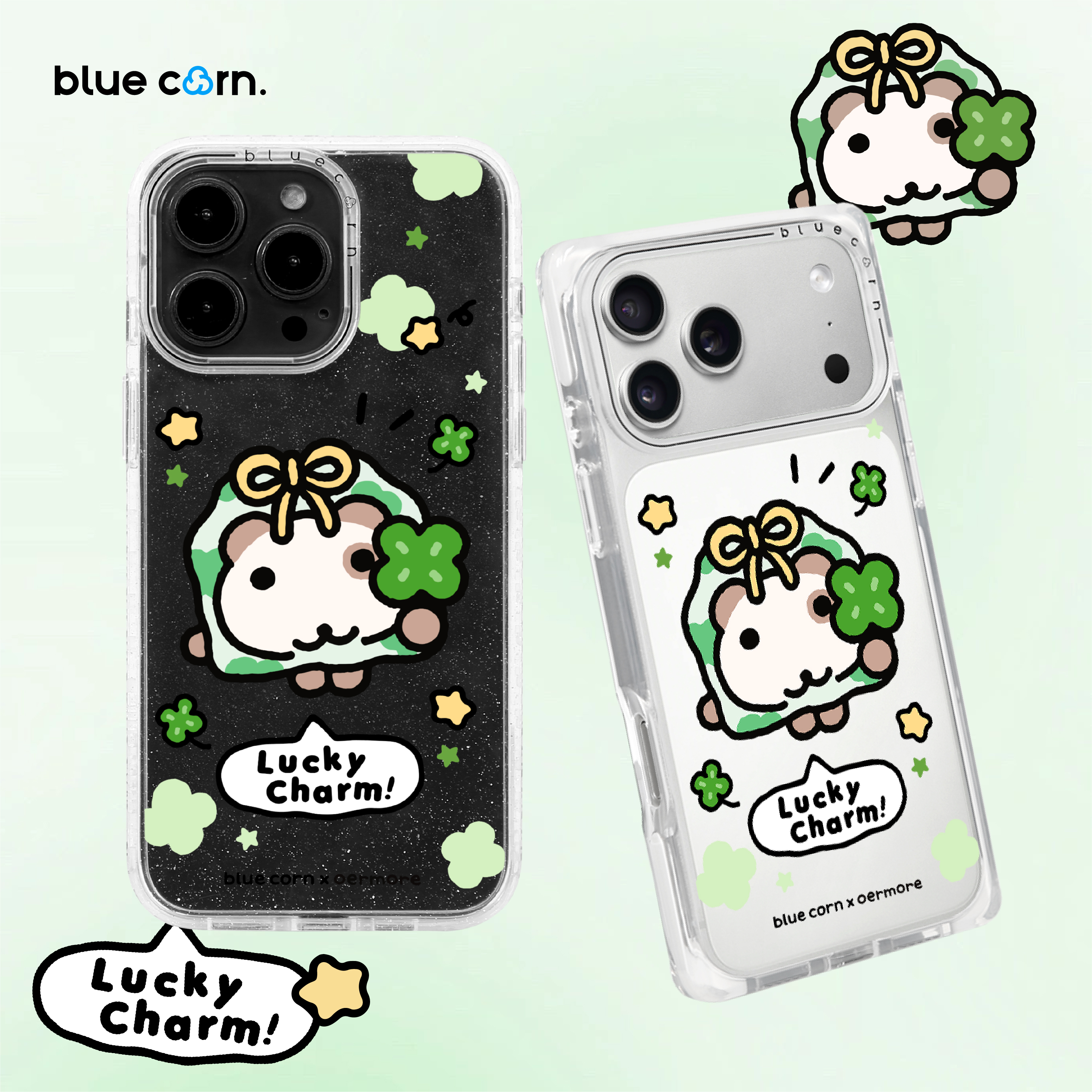 蓝色苞米联名朱小仓幸运小物适用于iPhone17/16/Pro/Max手机壳