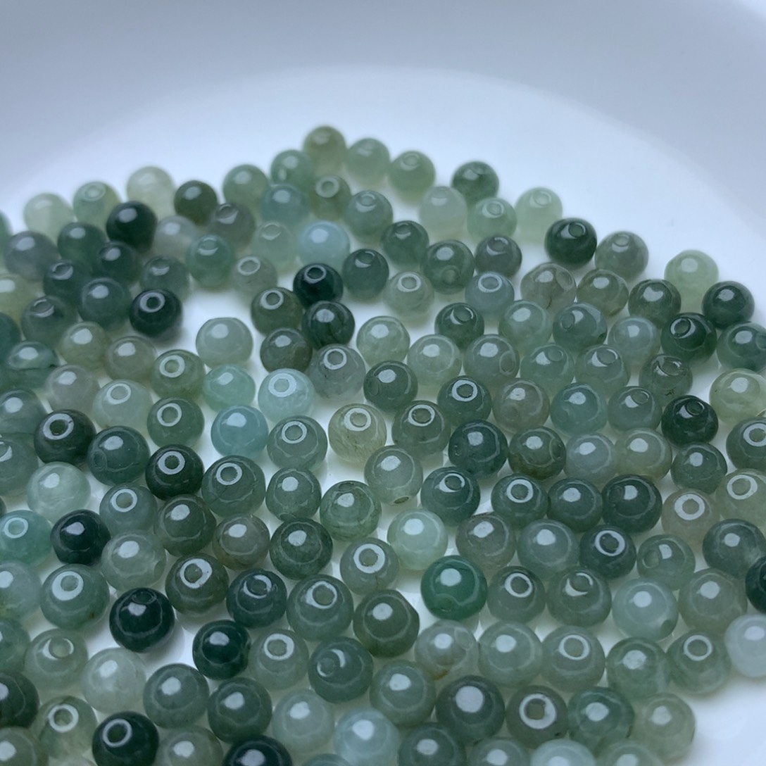 散珠翡翠卡4的冰透油青小米珠100个