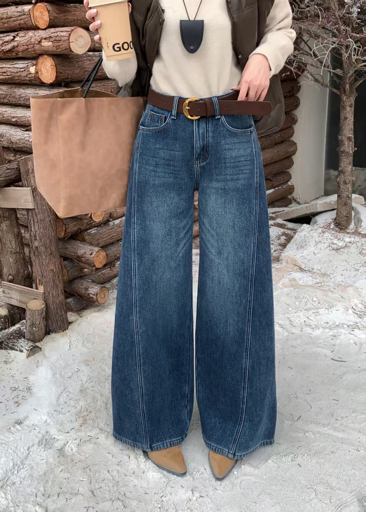 【YANGSHANG】 加绒百搭休闲Ins风窄版牛仔拖地裤 JE5797