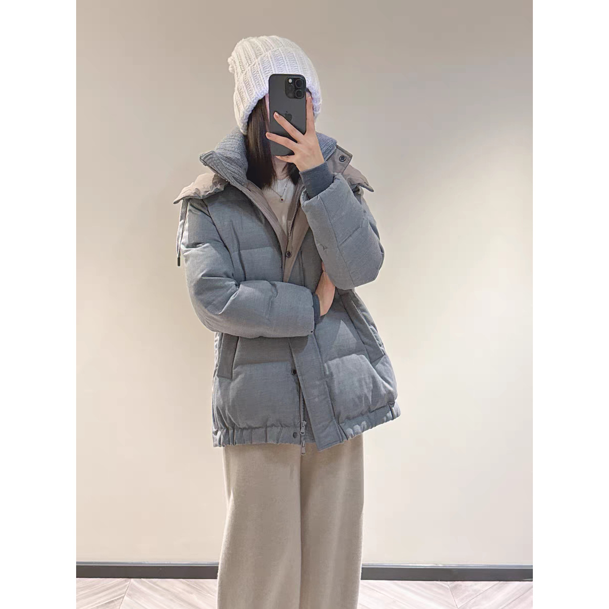 【夏夏特定】B&C家新国标90白鹅绒甄选羊毛面料精致时尚羽绒服