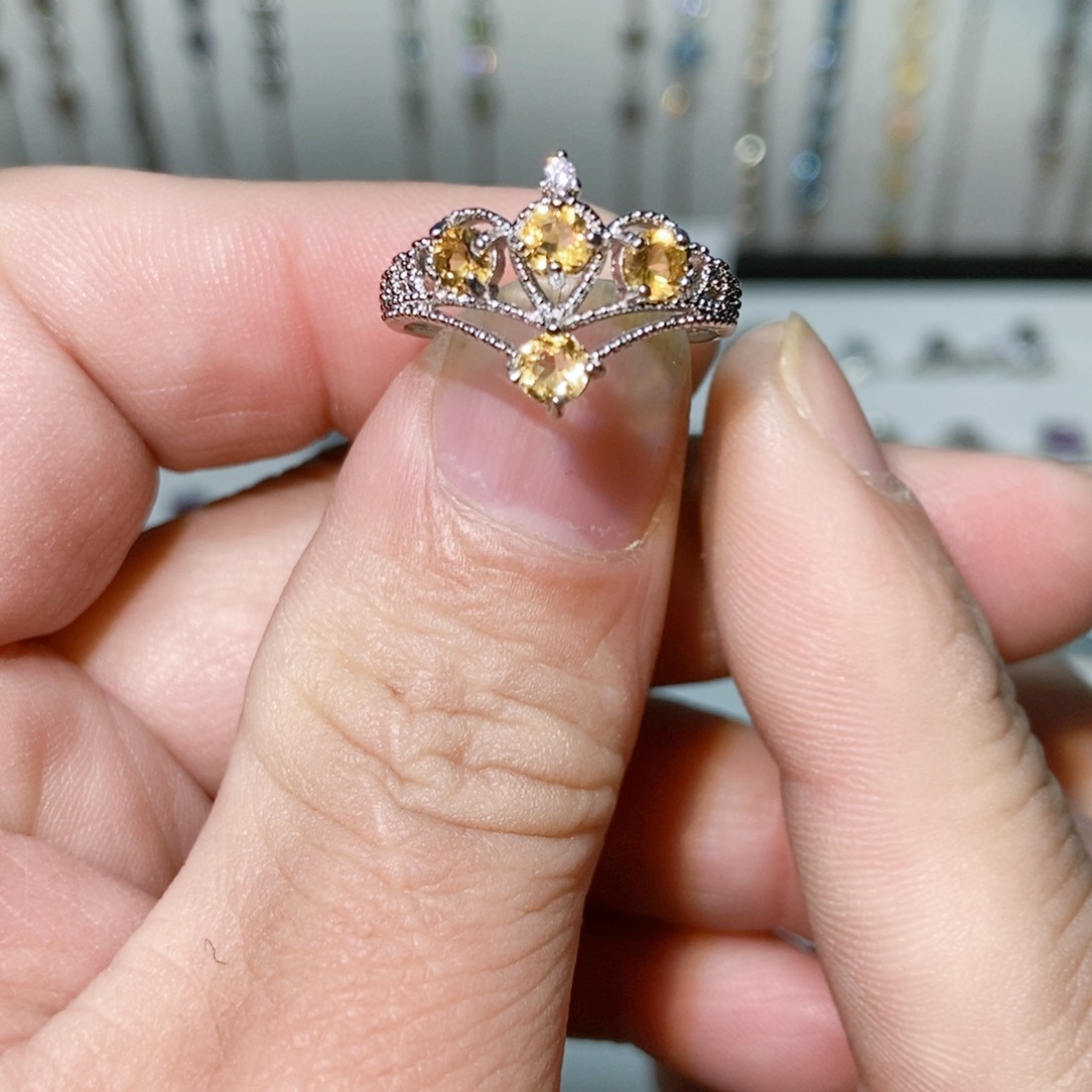 绿水晶戒指银S925镶嵌