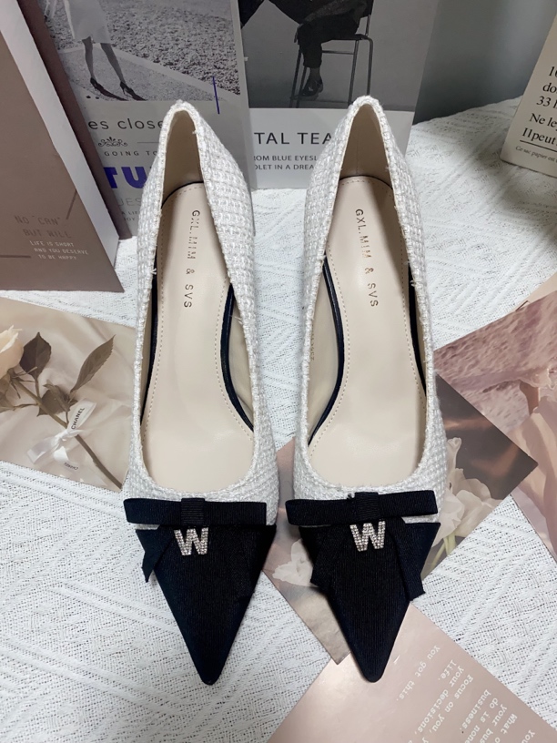 小香风拼色经典细跟高跟鞋6288-73