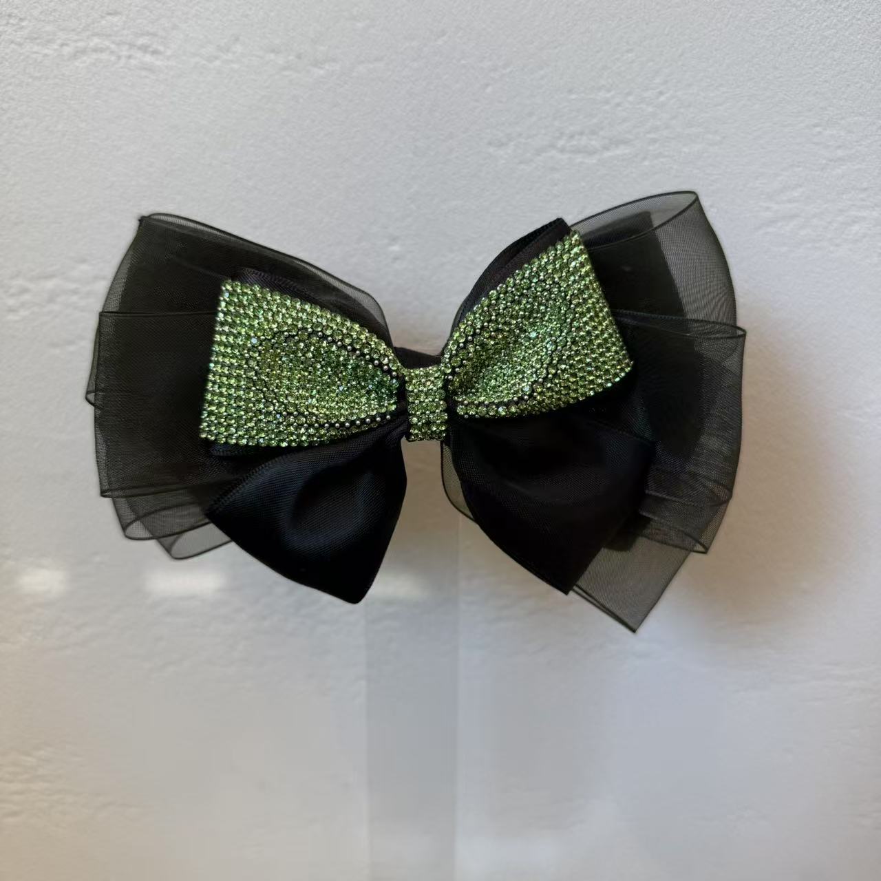 GREBUTY 6451 简约百搭绿色多层蝴蝶结弹簧夹