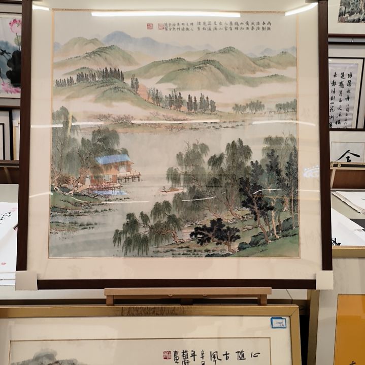 国画山水画作精品带框发4平尺