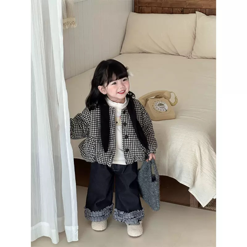 儿童棉衣 婴幼儿格子拼接夹棉保暖柔软亲肤外套