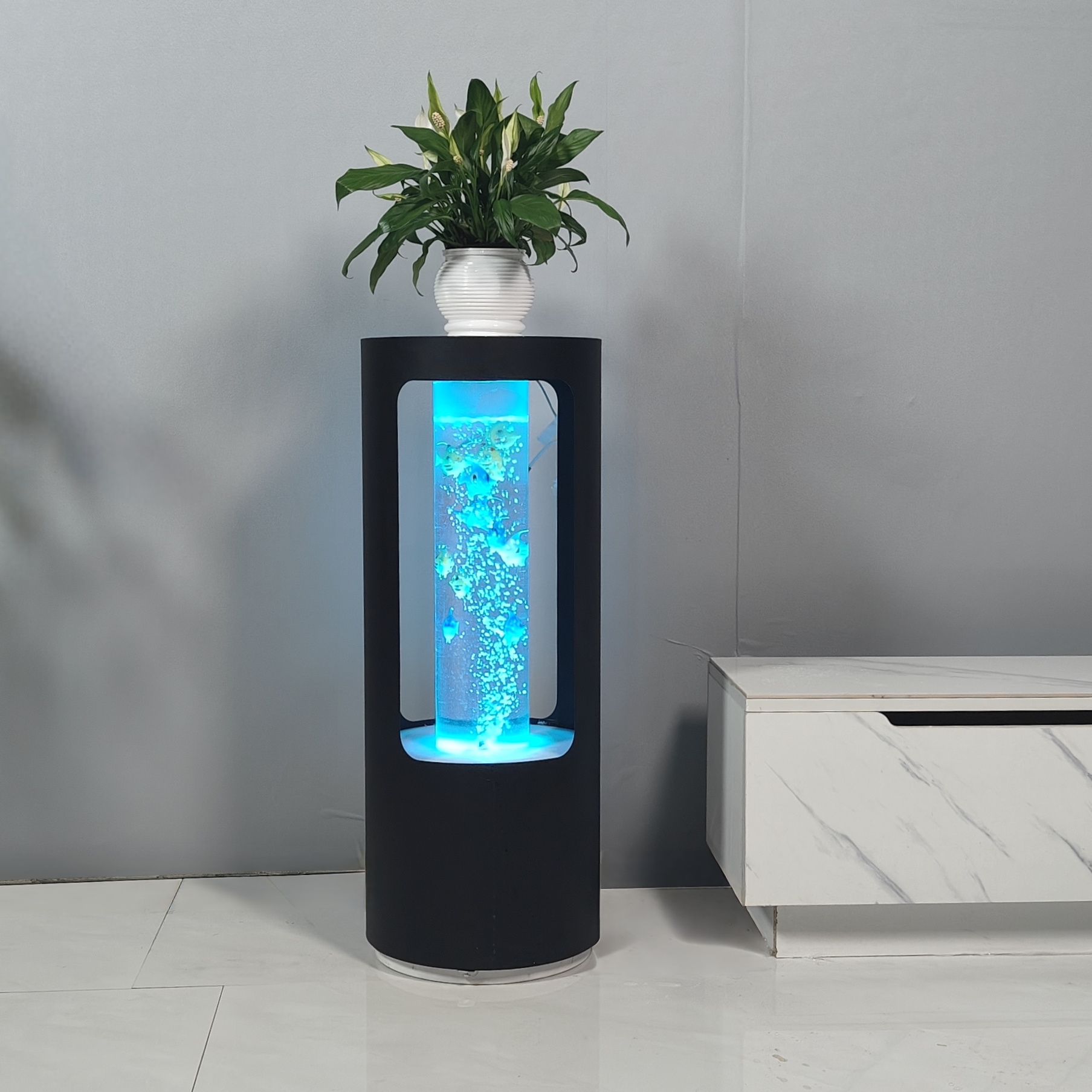 七彩祥云灯光流水柱，平安柱简约时尚