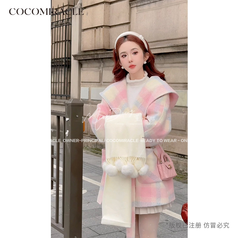 董小姐【格调派对】冬季新款格子羽绒大衣QL8DY7275