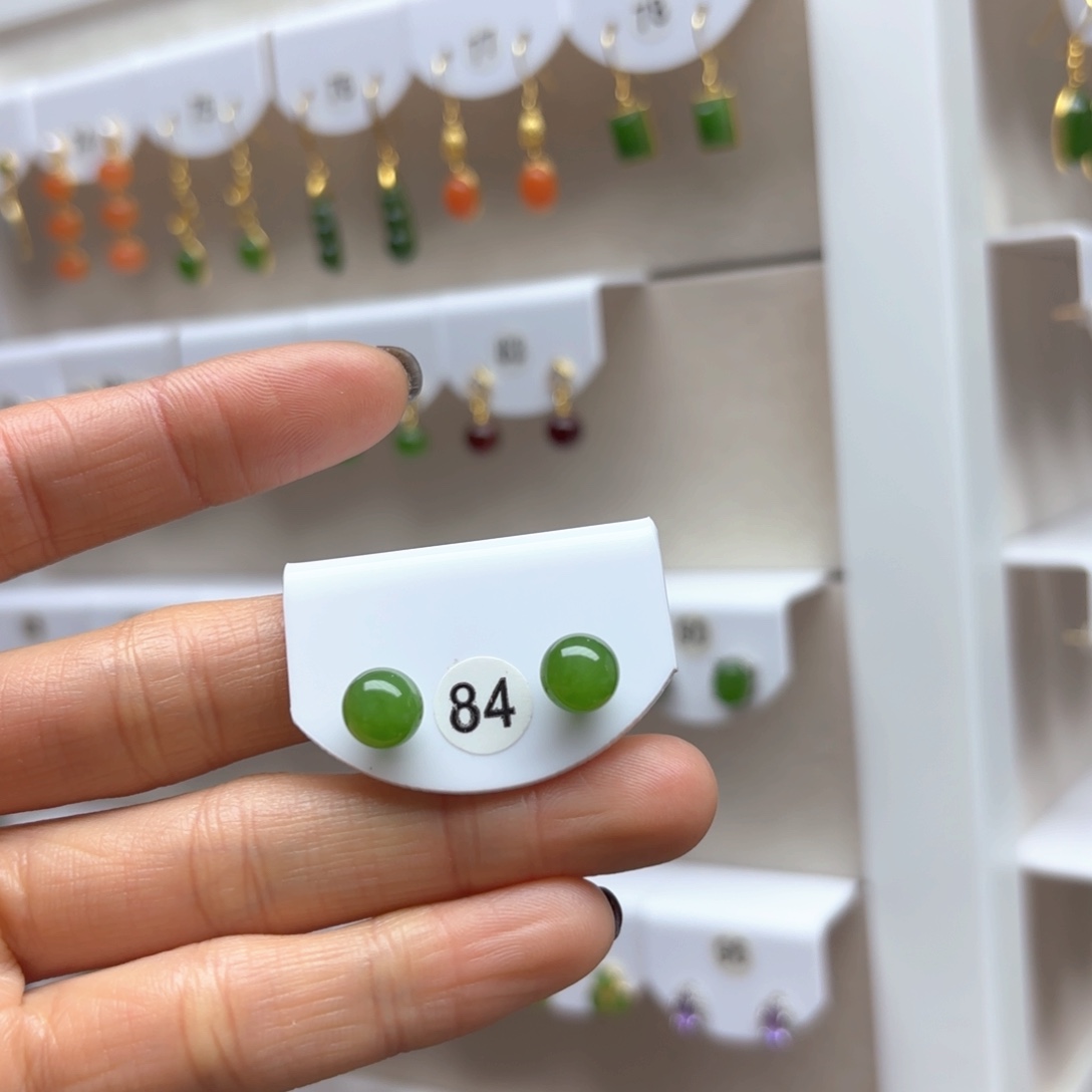 和田玉耳饰银S925镶嵌2