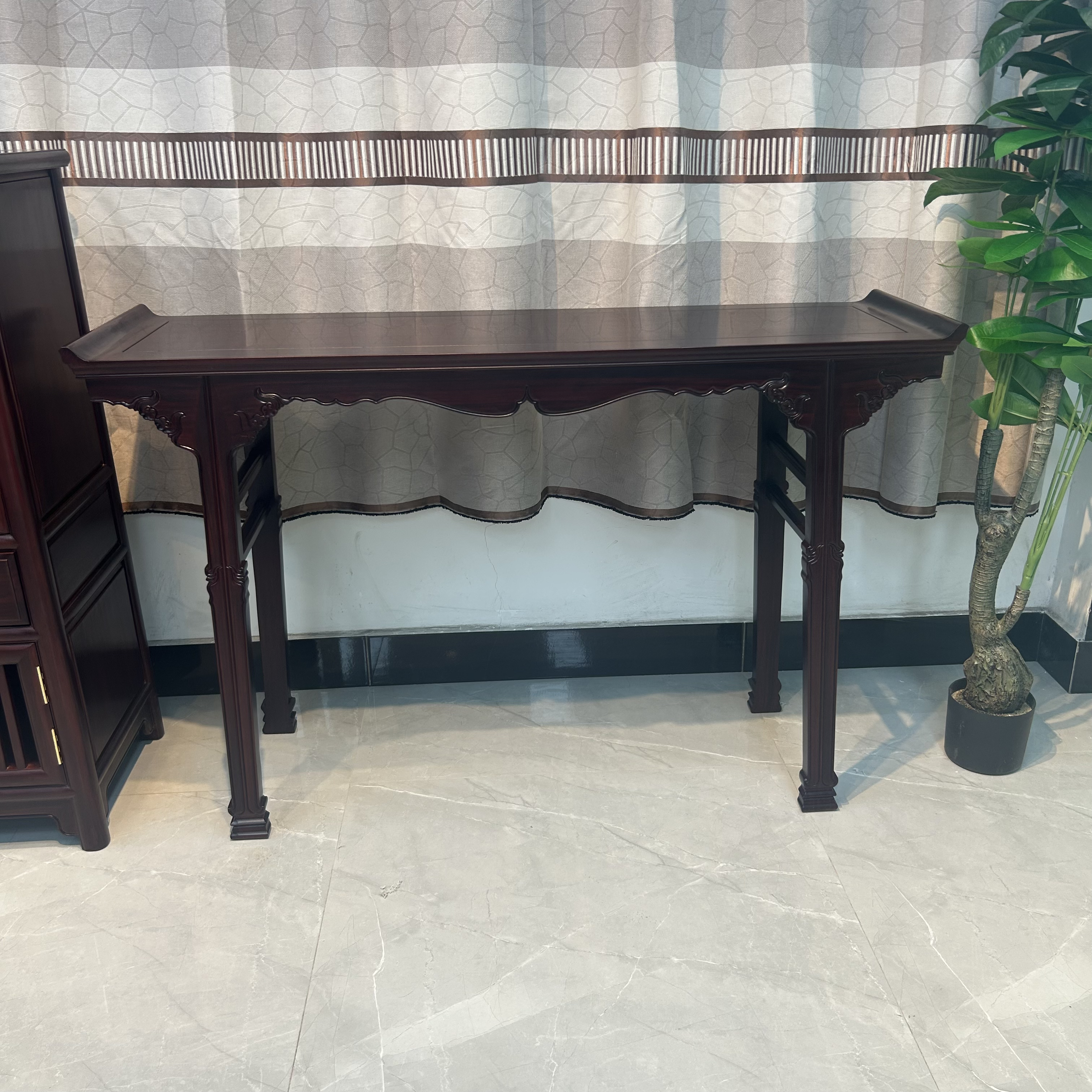 130-38-83茂芽实木黑酸枝条案安思远收藏款翘头案玄关桌案台神台