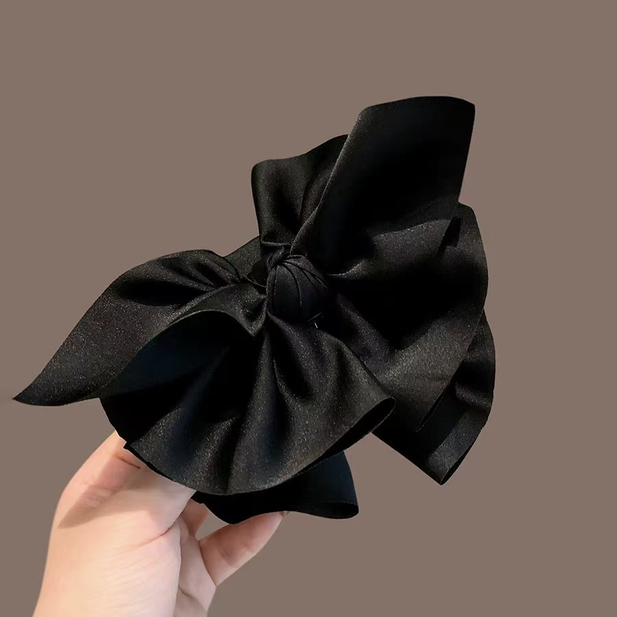 高级感缎面大蝴蝶结抓夹女新款高端黑色后脑勺鲨鱼夹马尾夹2858