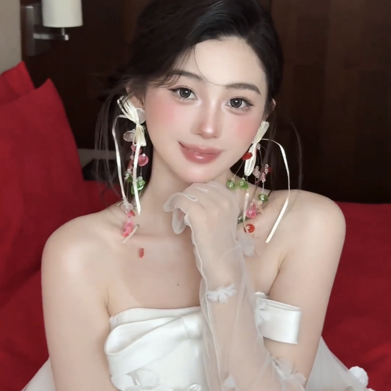非金属仿珍珠耳饰 2997新款小众彩色贝壳新娘晨袍减龄耳饰