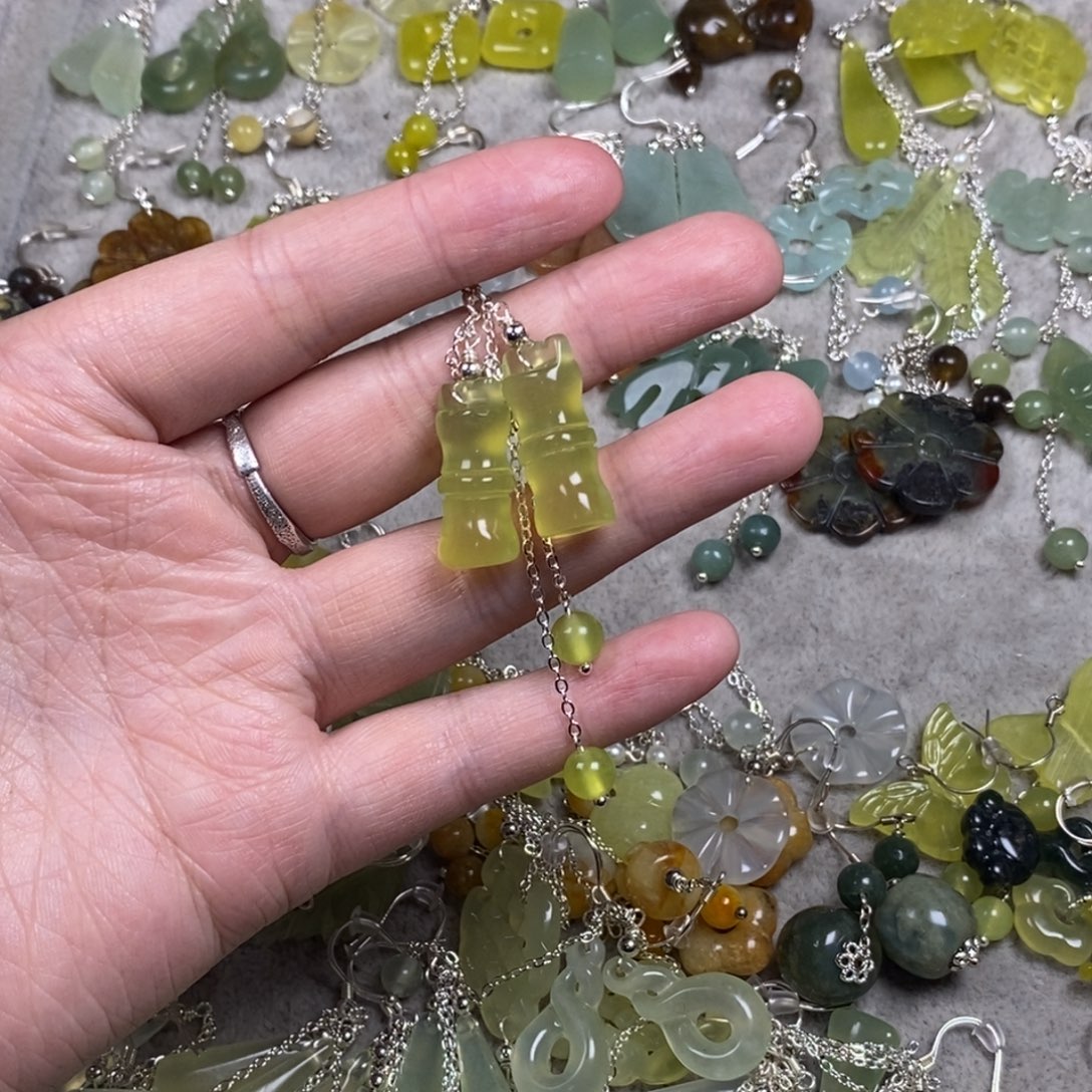 蛇纹石玉未镶嵌挂件耳饰耳环项链