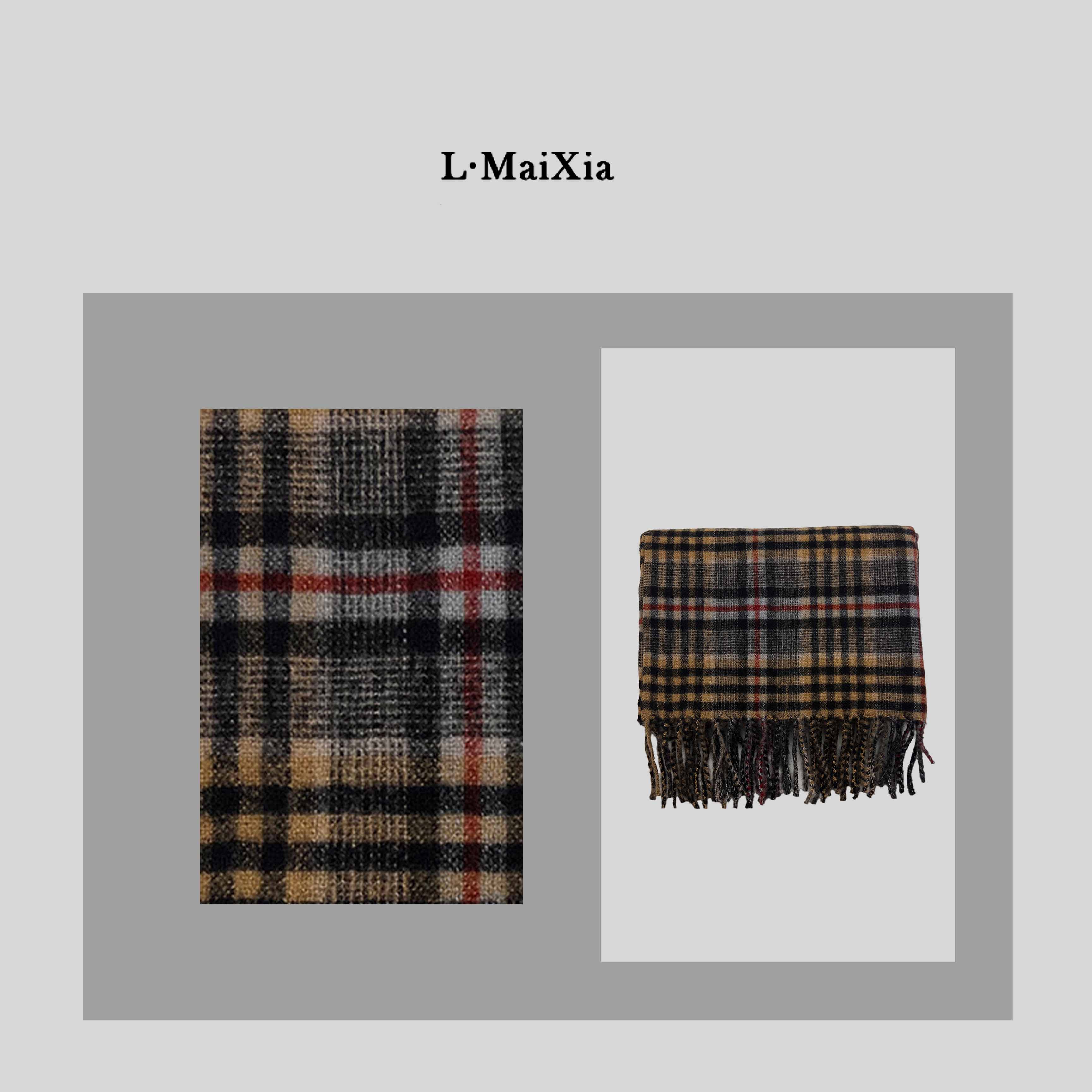 L.MAIXIA/露玛莉先女士格纹羊毛围巾LX-58093
