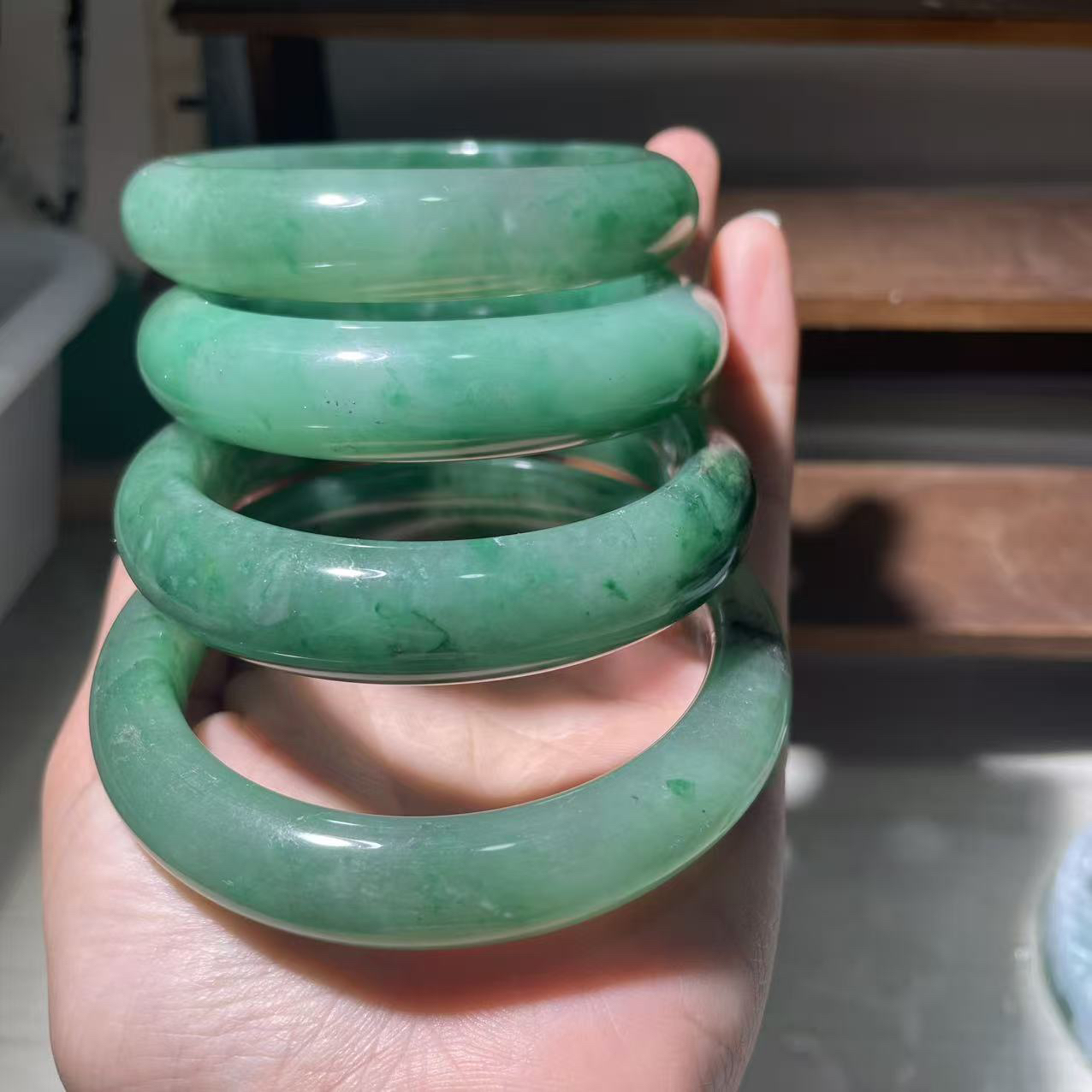 纯天然非洲翠石英质玉手镯拍一发一