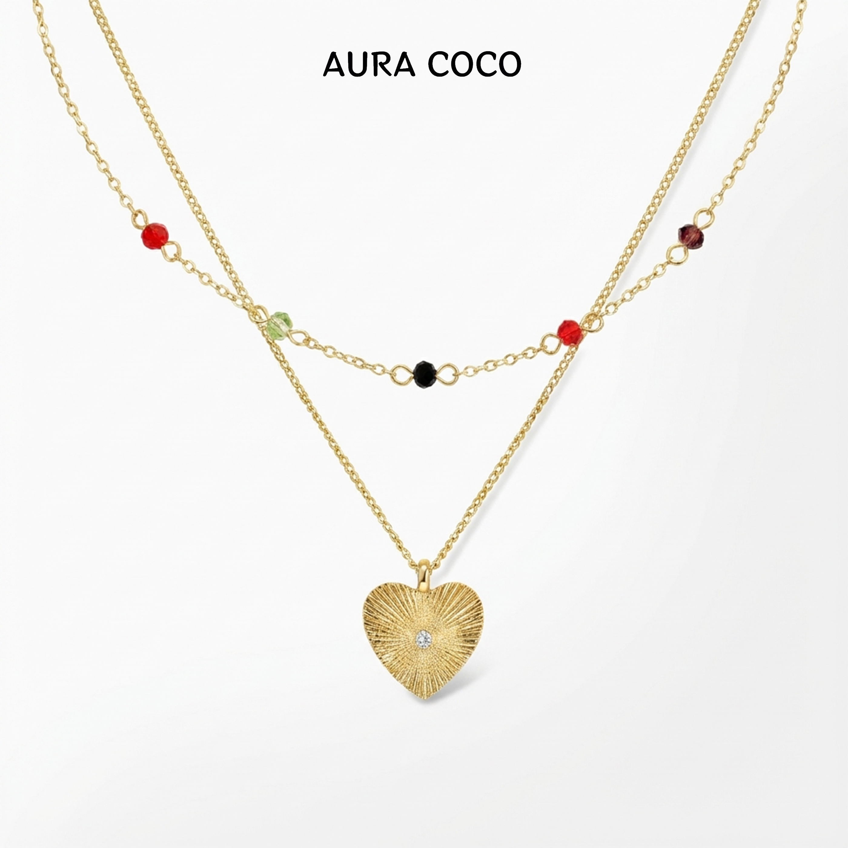 COCO高定 镀K金 爱心双层叠戴时尚轻奢项链XMB1045