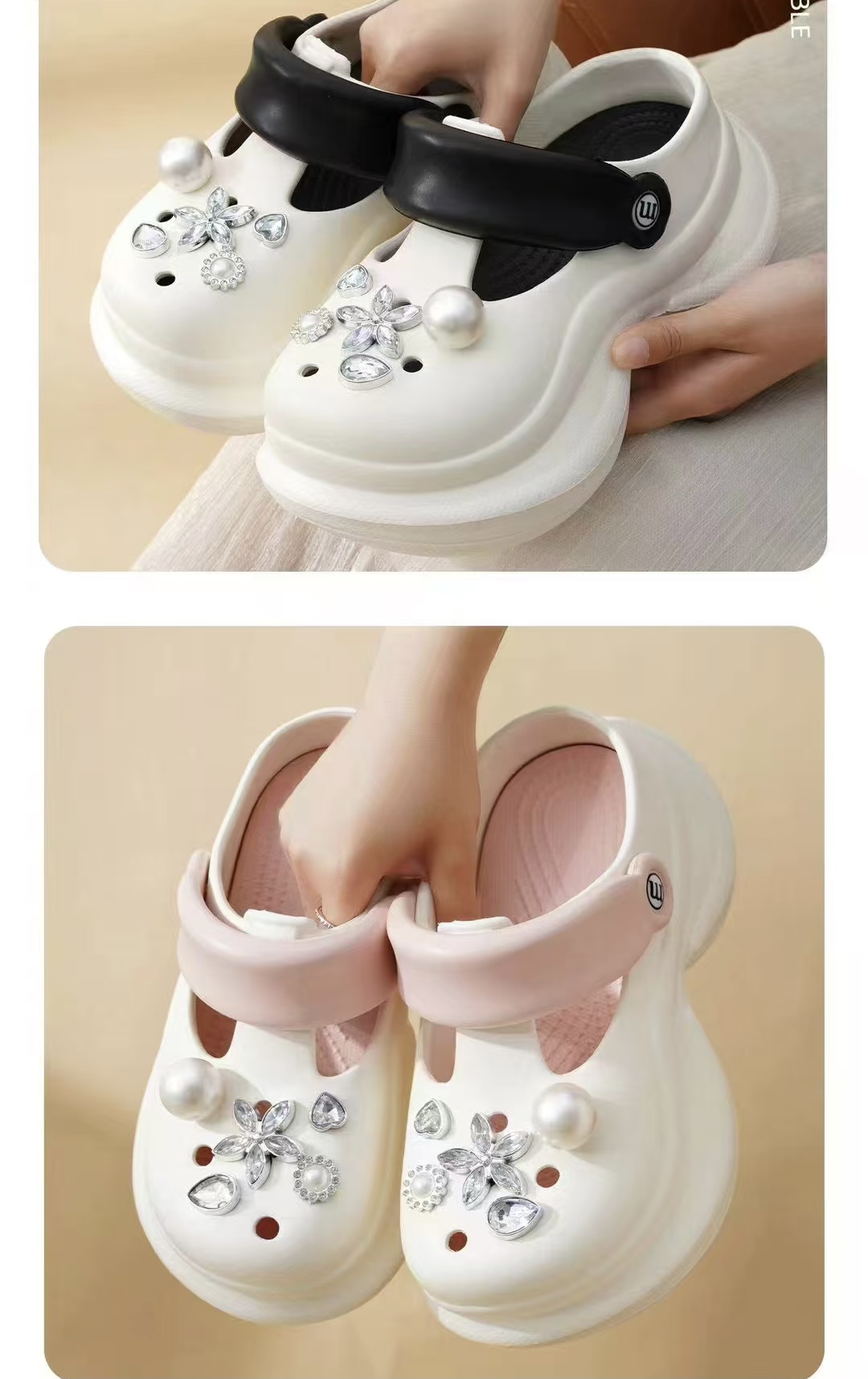 【新疆包邮】2566-1洞洞鞋夏季2025新款百搭防滑软底高跟时尚百搭