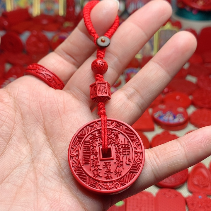 天然辰砂工艺品朱砂钥匙扣