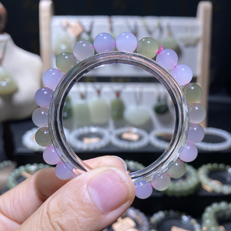 纯天然和田玉高冰透多宝手串，8mm