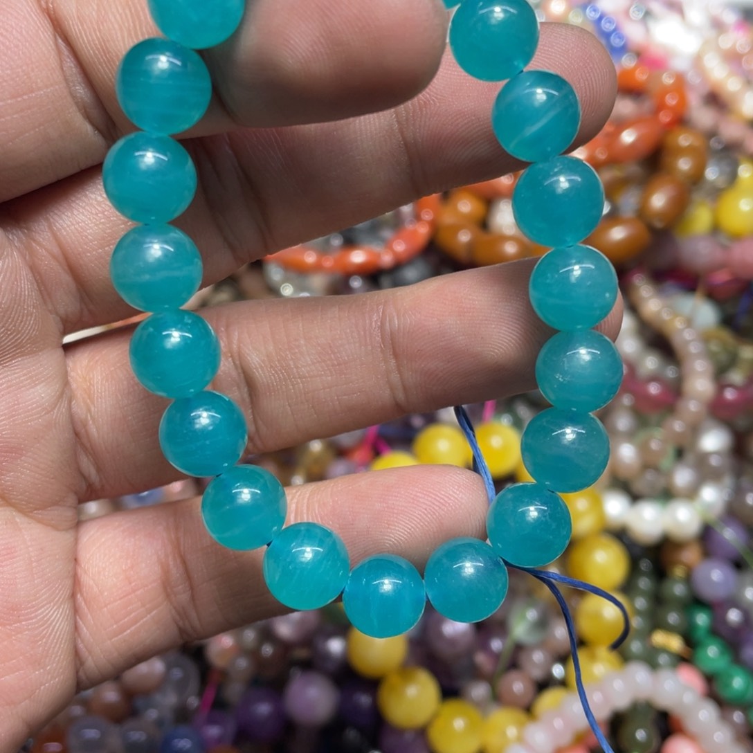 烟晶手链银S800镀金镶嵌