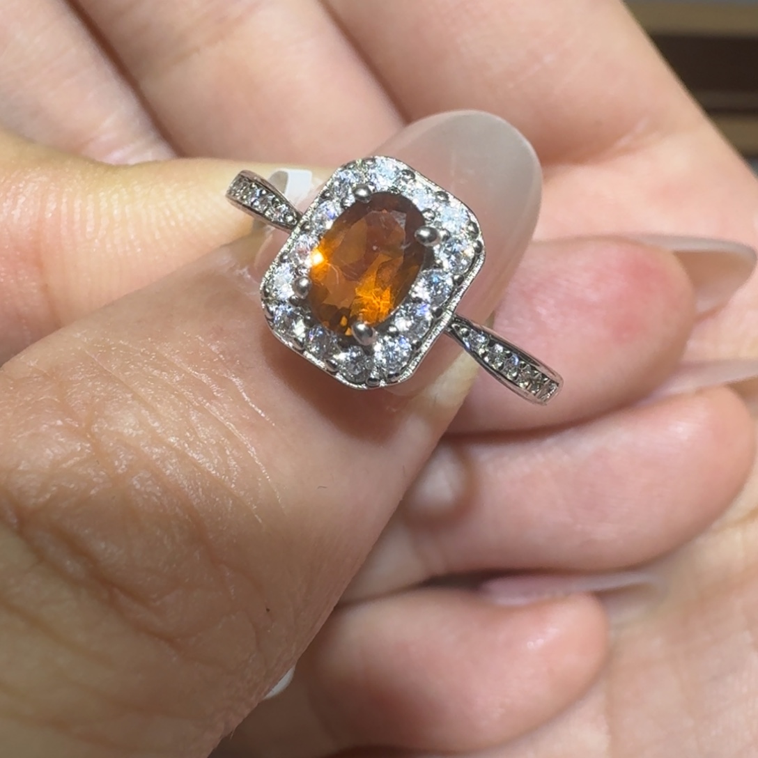 戒指银S925镶嵌黄晶