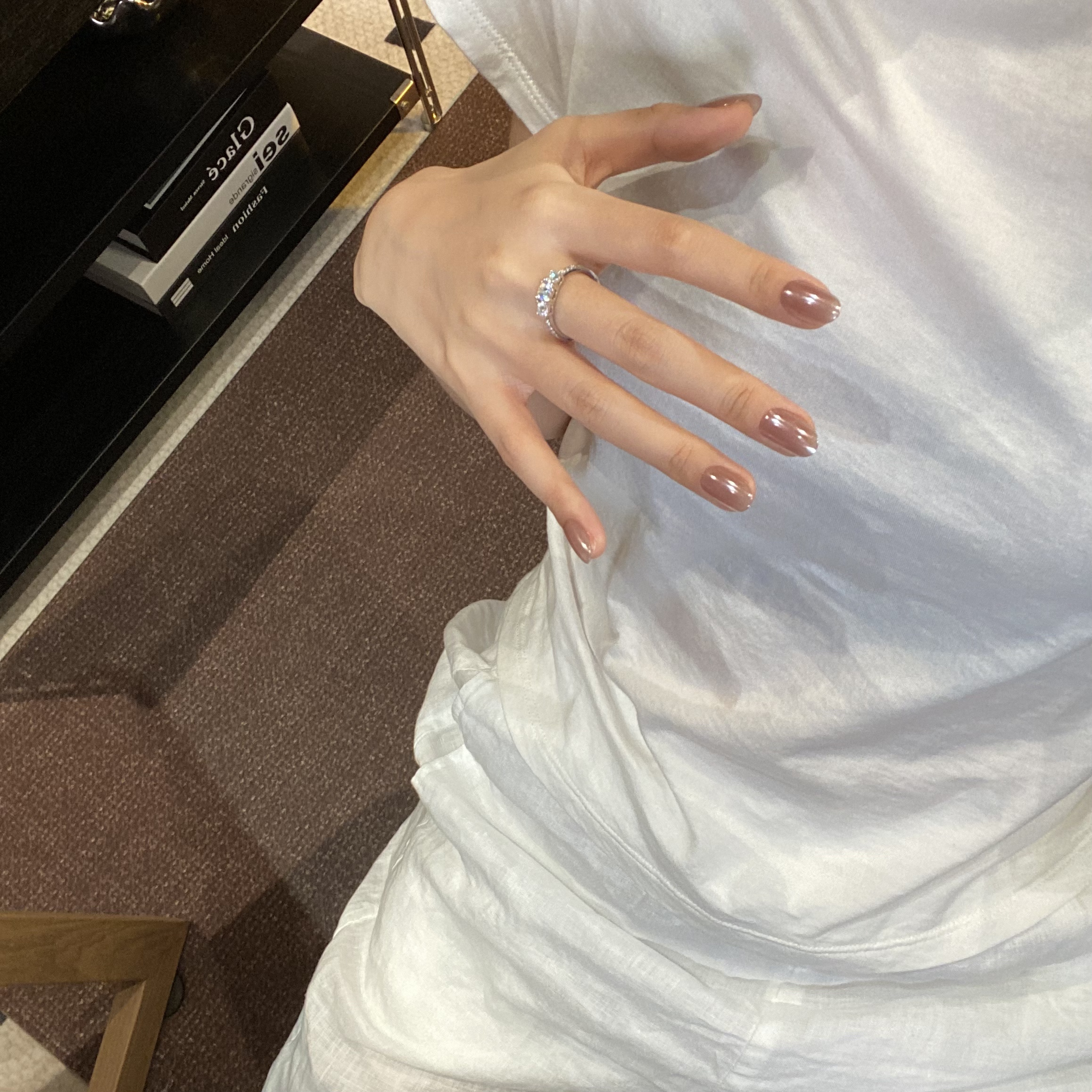 [ 大溪地 ] 一尔 紫咖色 蹭粉 略透 高级纯手工穿戴甲