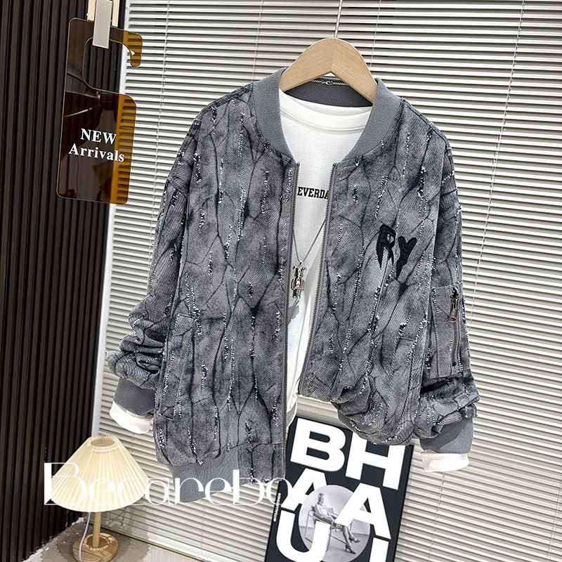 130-180码青少年秋装男童牛仔外套中大童儿童春秋款男孩棒球服