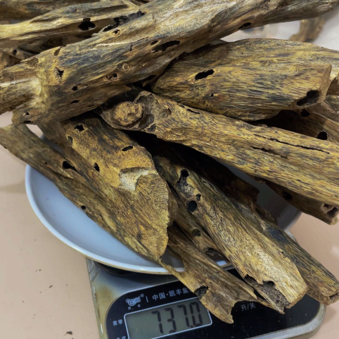 沉香木摆件没****人汝湖虫漏737克