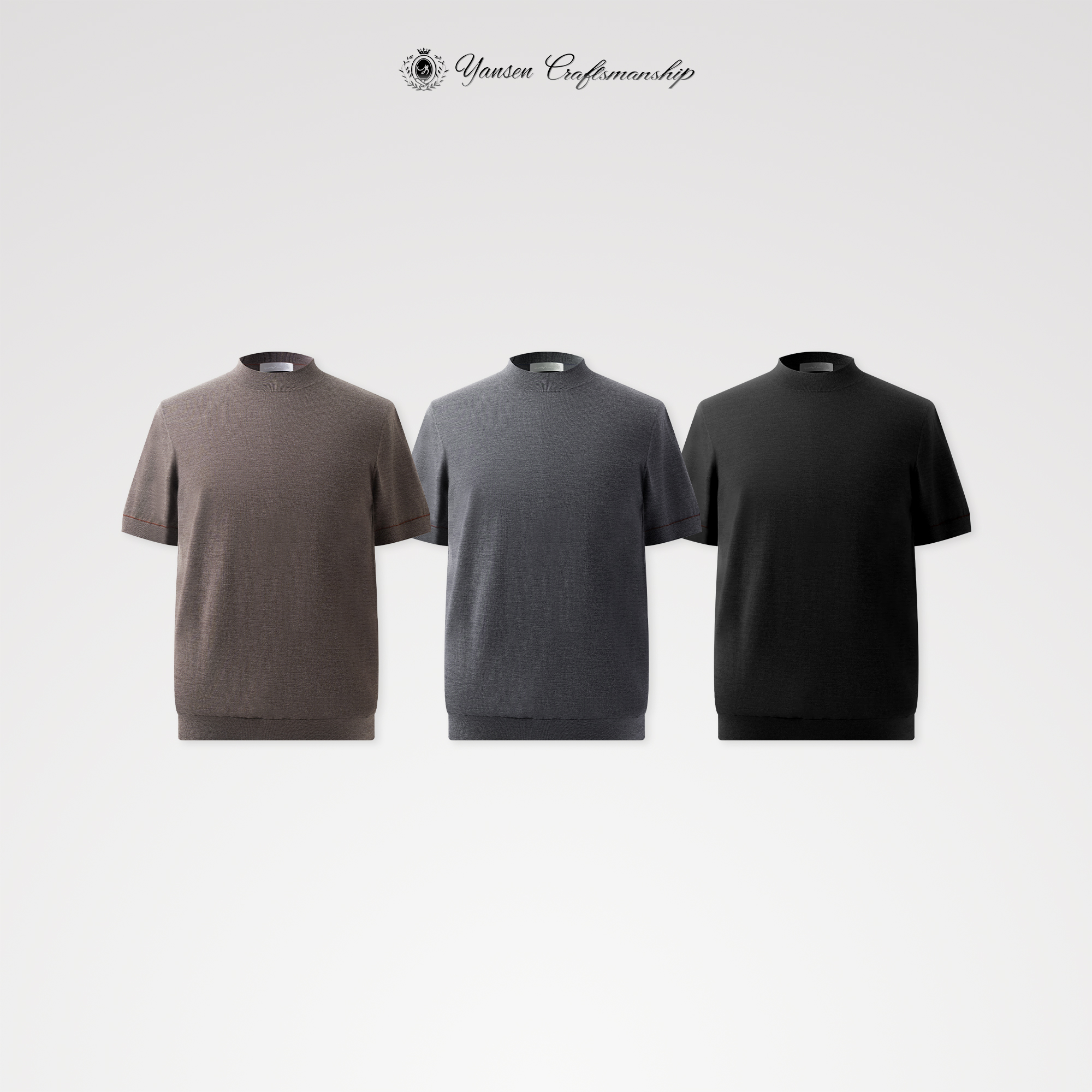 “顶奢”100%绵羊毛面料圆领短袖T恤 2105